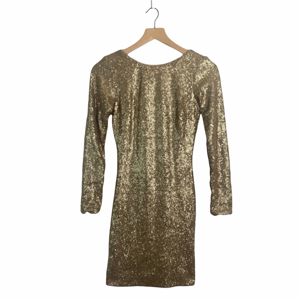 Dress The Population Gold Sequins Mini Dress